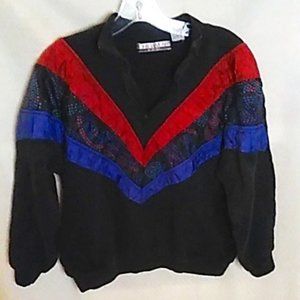 Vintage 90's Y2K Sweatshirt Size M Chinawear By Morsly Black 1/4 Zip